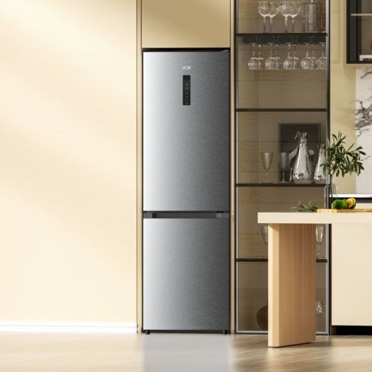 Frigorífico Combi VOK de 335 L en Inox 195,3 cm, Total No-Frost Sistema Multi Airflow Display en Puerta Puerta Reversibl
