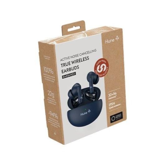 Auriculares Hune Eco Soja TWS Bluetooth Cancelación Activa 25 h Azul Océano