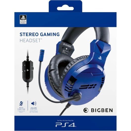 Auriculares BigBen con cable, micrófono ajustable y control de volumen para PS4/PS5