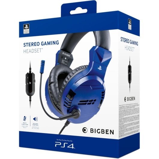 Auriculares BigBen con cable, micrófono ajustable y control de volumen para PS4/PS5
