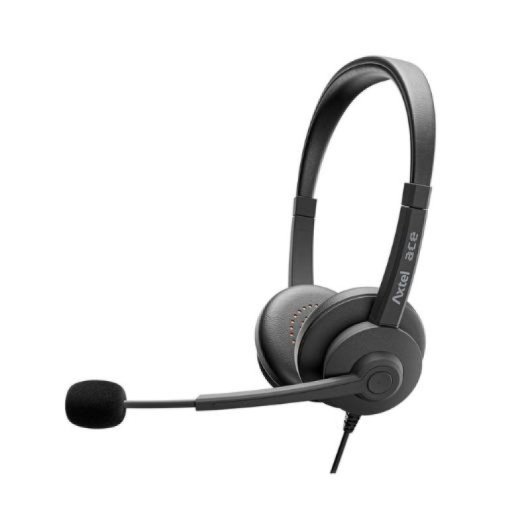 Auricular com fio Axtel USB-A/USB-C com microfone para escritório e chamadas