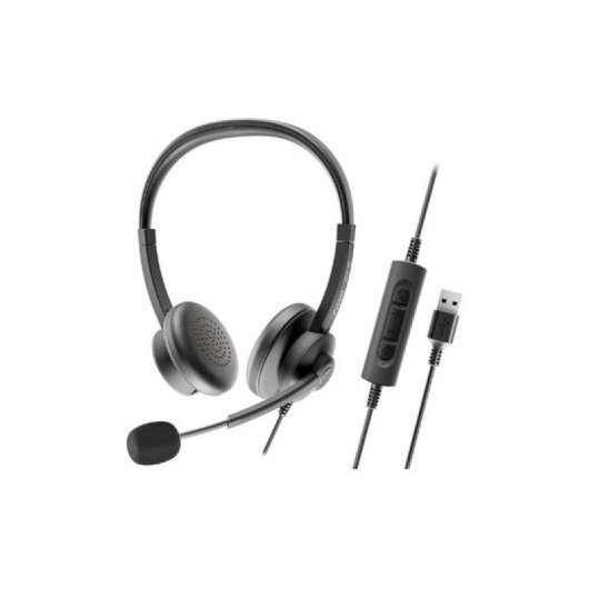 Auricular com fio Axtel USB-A/USB-C com microfone para escritório e chamadas