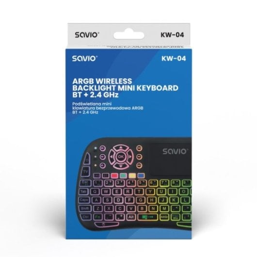 Savio KW-04 QWERTY-Tastatur, kabellos, Touchpad, USB C, mehrfarbig, 300 mAh