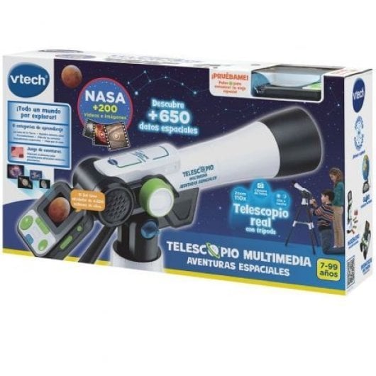 Telescópio multimédia VTech Space Adventures com zoom de 110x, ecrã de 2,4″ e 100 vídeos da NASA