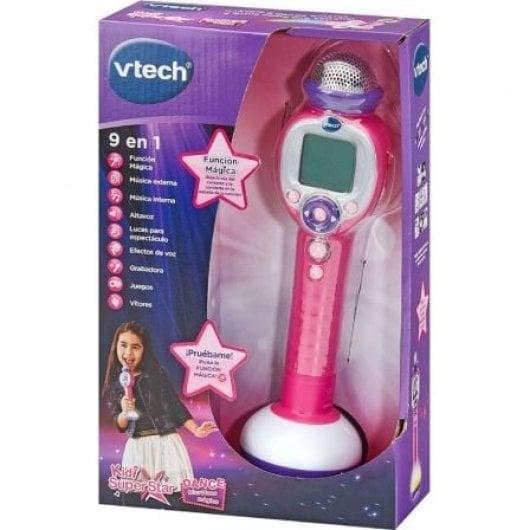 VTech Kidi SuperStar Tanzmikrofon, interaktiver Bildschirm, Sprachverzerrer, Rosa