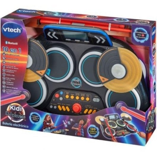 Bateria Eletrônica VTech Kidi DJ Drums LCD Bluetooth com Efeitos Neon Bateria Eletrônica VTech Kidi DJ Drums LCD Bluetooth com Efeitos Neon