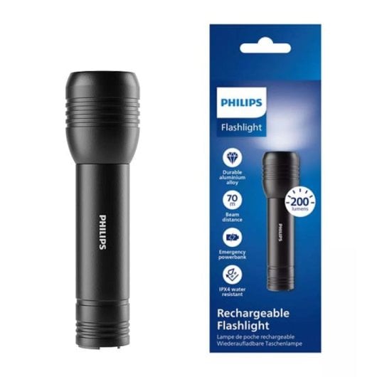 Lampe torche LED rechargeable Philips SFL7003R Pro 200 lumens, étanche IPX4