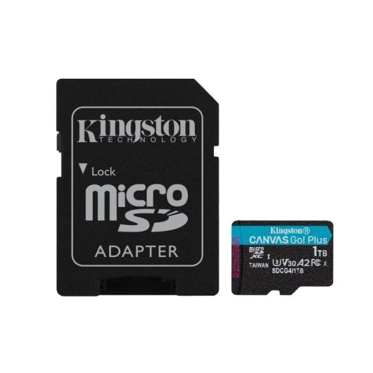 Carte microSD Kingston Canvas Go Plus Gen4 1 To 200 Mo/s U3 V30 A2 avec adaptateur