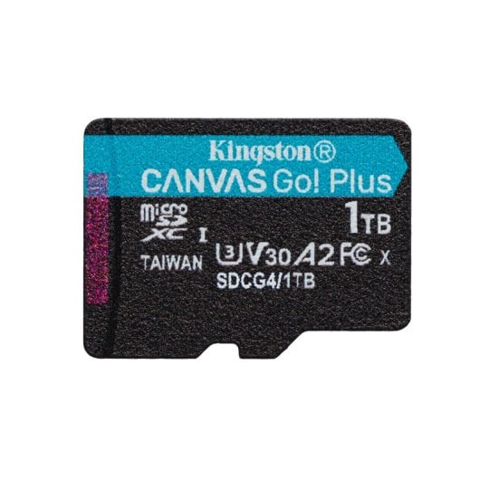 Carte microSD Kingston Canvas Go Plus Gen4 1 To 200 Mo/s U3 V30 A2 avec adaptateur