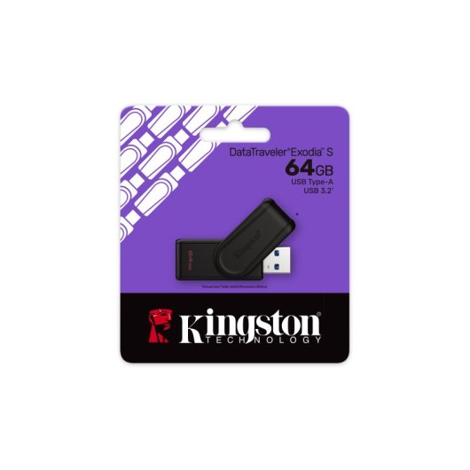 Kingston DataTraveler Exodia S 64 GB USB 3.2 Gen 1 USB-Stick mit schwarzer Drehkappe