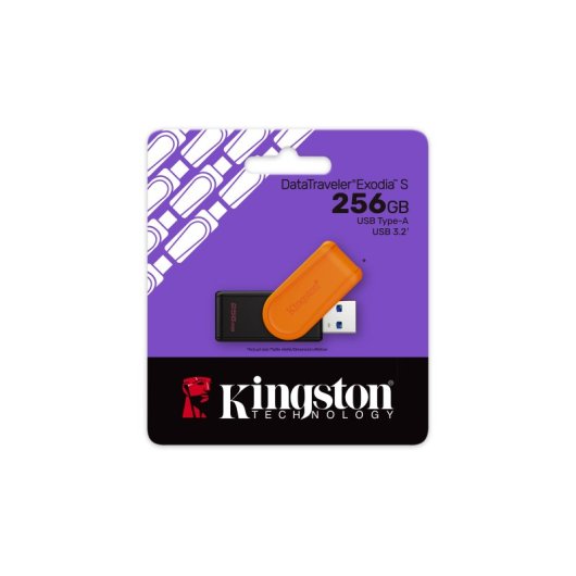 Kingston DataTraveler Exodia S 256 GB USB 3.2 Gen 1 Schwarz/Orange USB-Stick mit drehbarer Kappe