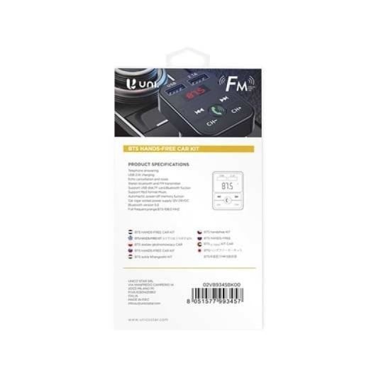 Lecteur MP3 UNI Bluetooth V5.0 2 USB 2.1A MicroSD FM Noir