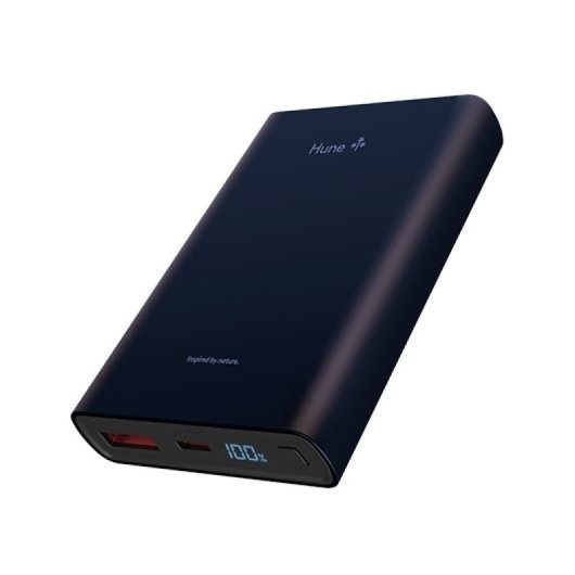 Hune Eco Power Bank 10000 mAh LCD USB-A/USB-C Diseño Compacto Azul Océano