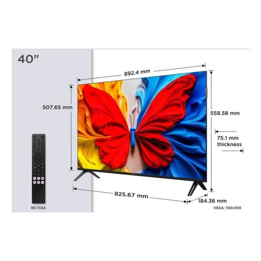 Téléviseur intelligent TCL QLED 40S5K 40 pouces Full HD Google TV Dolby Audio Bluetooth