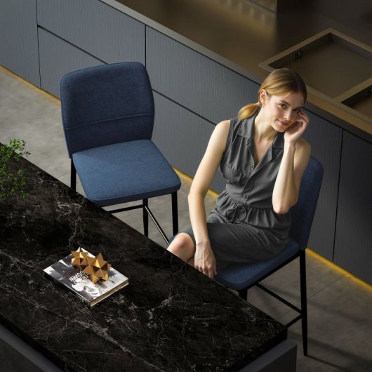 Homcom Juego De 2 Taburetes De Bar Con Respaldo Y Reposapiés Azul