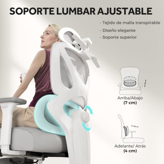 Homcom Silla De Escritorio De Malla Reclinable Carga 135 Kg Gris