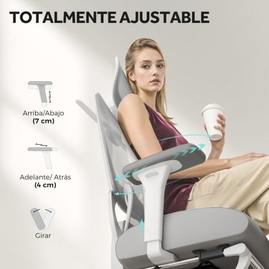 Homcom Silla De Escritorio De Malla Reclinable Carga 135 Kg Gris
