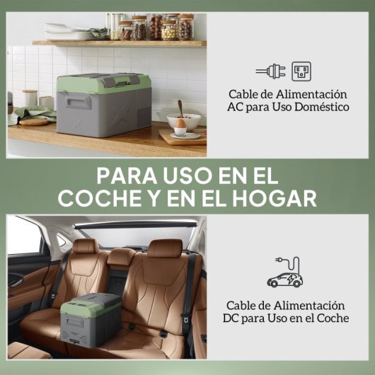 Outsunny Nevera Portátil Eléctrica 17,4l 12v-220v Con Pantalla Luz Led Gris