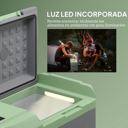 Outsunny Nevera Portátil Eléctrica 17,4l 12v-220v Con Pantalla Luz Led Gris