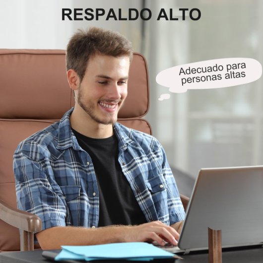 Homcom Poltrona com Estofo PU Castanho e Estrutura de Nogueira