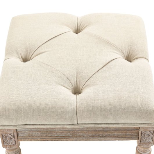 Homcom Reposapiés De Salón Con Asiento Capitoné 40x40x43 Cm Beige