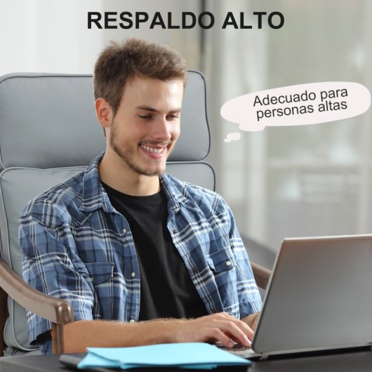 Homcom Poltrona com Estofo PU Cinzento e Estrutura de Nogueira