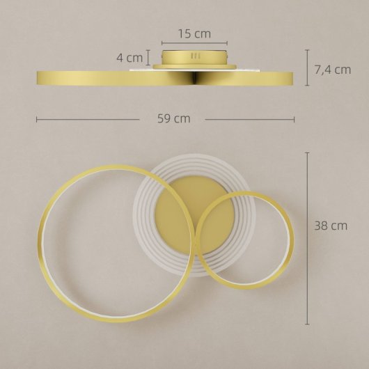 Homcom Lámpara De Techo Led 40w 3000 K/4000 K/6500 K Dorado
