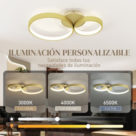 Homcom Lámpara De Techo Led 40w 3000 K/4000 K/6500 K Dorado