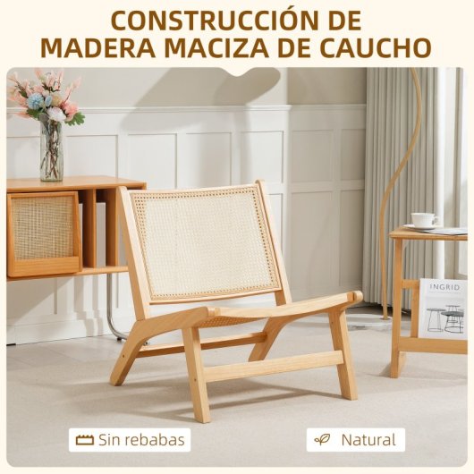 Homcom Cadeira com Assento e Encosto em Vime Natural