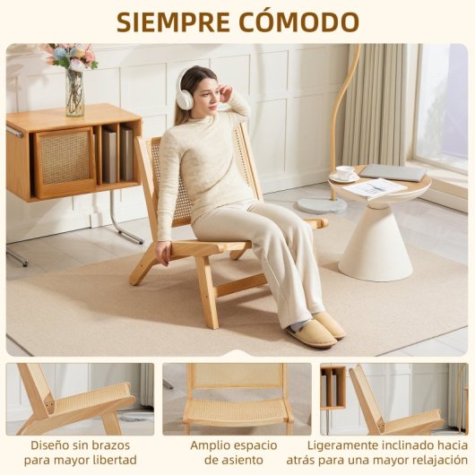 Homcom Cadeira com Assento e Encosto em Vime Natural