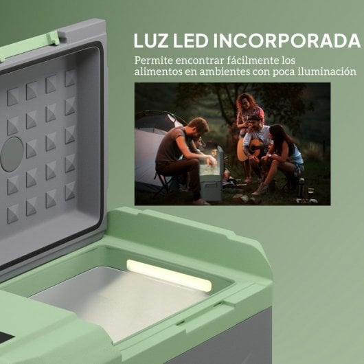 Outsunny Nevera Portátil Eléctrica 24,2l 12v-220v Con Pantalla Luz Led Gris