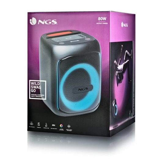 NGS Wild Swag Go Tragbarer Bluetooth-Lautsprecher 80 W Schwarz