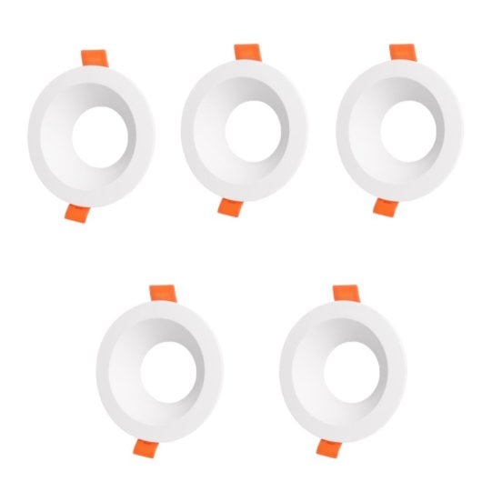 Aro fijo empotrable JANDEI GU10/MR16 pack 5 unidades Ø88mm blanco policarbonato