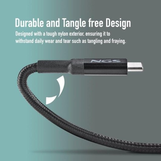 Cable USB-C a USB-C NGS KNOT 65W-2 2 metros Negro
