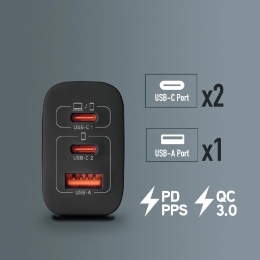 NGS BUD Cargador Carga Rápida 65W USB-C Negro
