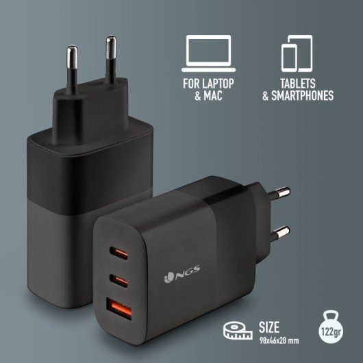 NGS BUD Cargador Carga Rápida 65W USB-C Negro
