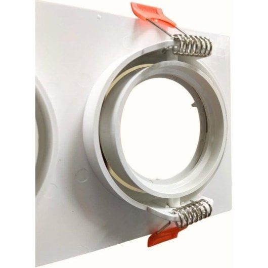 Aro empotrado retangular JANDEI basculante branco policarbonato GU10 MR16 frontal