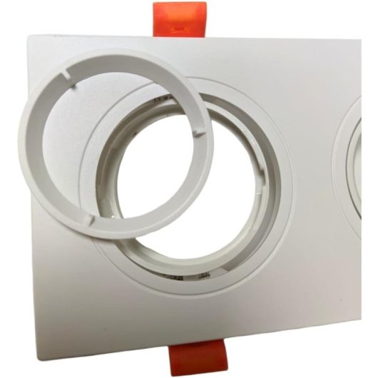 Aro empotrable rectangular JANDEI basculante blanco policarbonato GU10/MR16 frontal