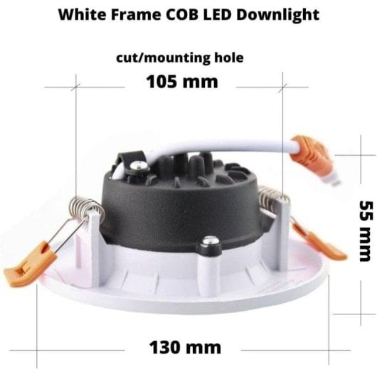 Downlight JANDEI COB 10W 900lm 6000K Rotondo IP44 Alluminio Incasso Bianco