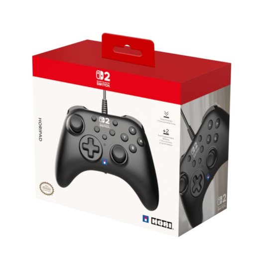 Hori Nintendo Switch 2 USB-Gamepad mit Kabel, schwarze programmierbare Tasten
