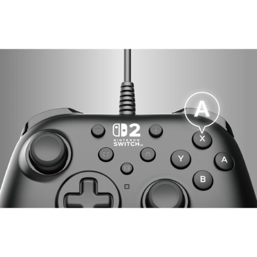Hori Nintendo Switch 2 USB-Gamepad mit Kabel, schwarze programmierbare Tasten