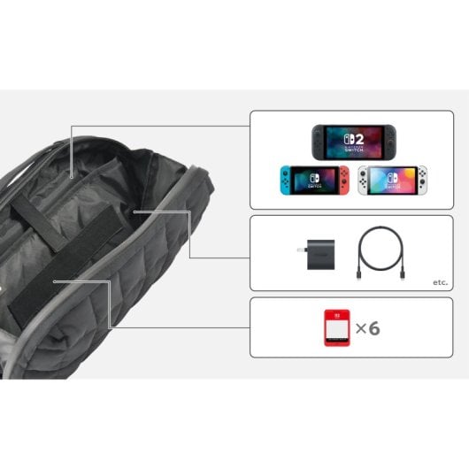 Hori Estojo de Proteção com Asa e 6 Ranhuras de Jogos para Nintendo Switch/OLED/Switch 2 Preto