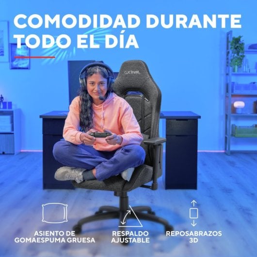 Chaise gaming Trust GXT 723 Ruya tissu gris ergonomique 3D 150 kg