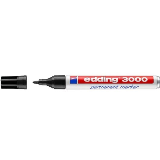 Marcador Edding 3000 Ponta Redonda Permanente 1,5mm Recarregável Preto