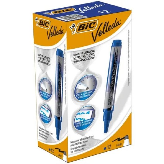 Marcador Bic Velleda Tank Para Quadro Ponta Larga Tinta Líquida Azul