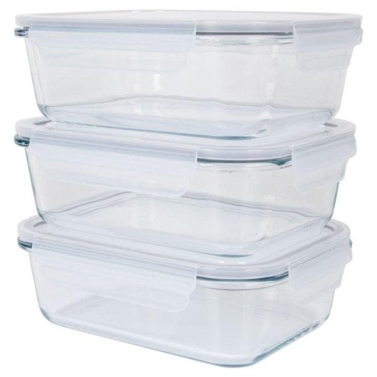 Recipiente de conservação Classbach C-FHD4020G Vidro 3x1040ml Tampa Silicone
