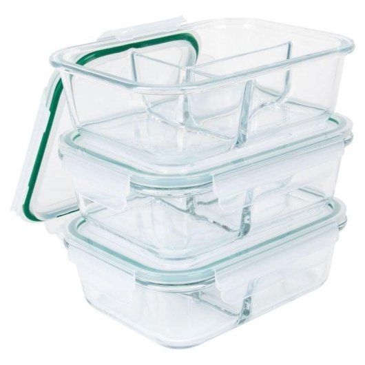 Boîte à repas Classbach C-fhdm4021g 3 compartiments verre Click & Safe 1000 ml