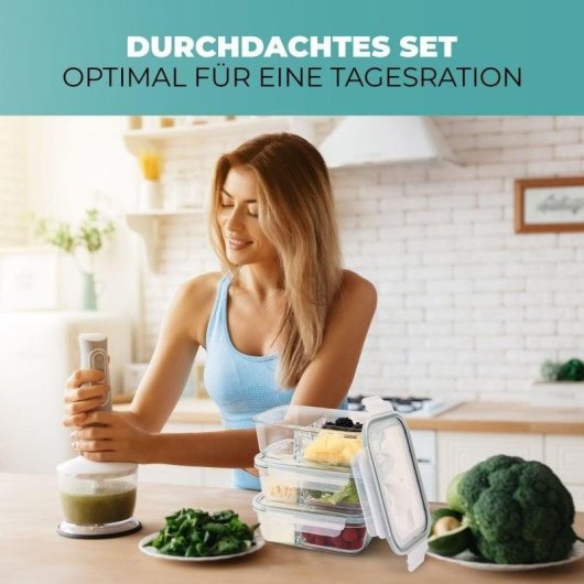 Boîte à repas Classbach C-fhdm4021g 3 compartiments verre Click & Safe 1000 ml