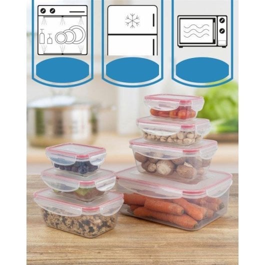 Recipiente de armazenamento Classbach C-FHD4008K Set 7 peças Click & Safe empilhável