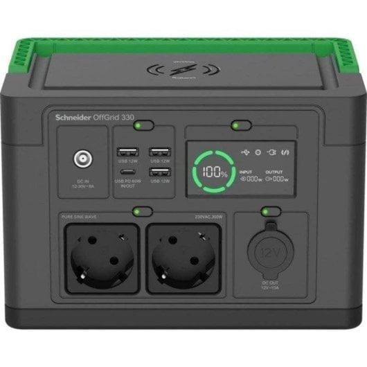 Estação de energia APC PPS330-GR 332Wh 2 AC 3 USB-A 1 USB-C Bateria Li-ion Ecrã LCD